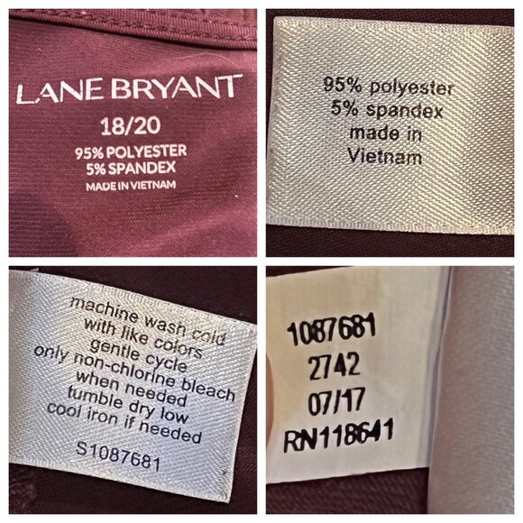 Lane Bryant Burgundy Bell 3/4 Sleeve V-Neck Blouse 18/20 Women Pullover Comfy - Picture 10 of 16